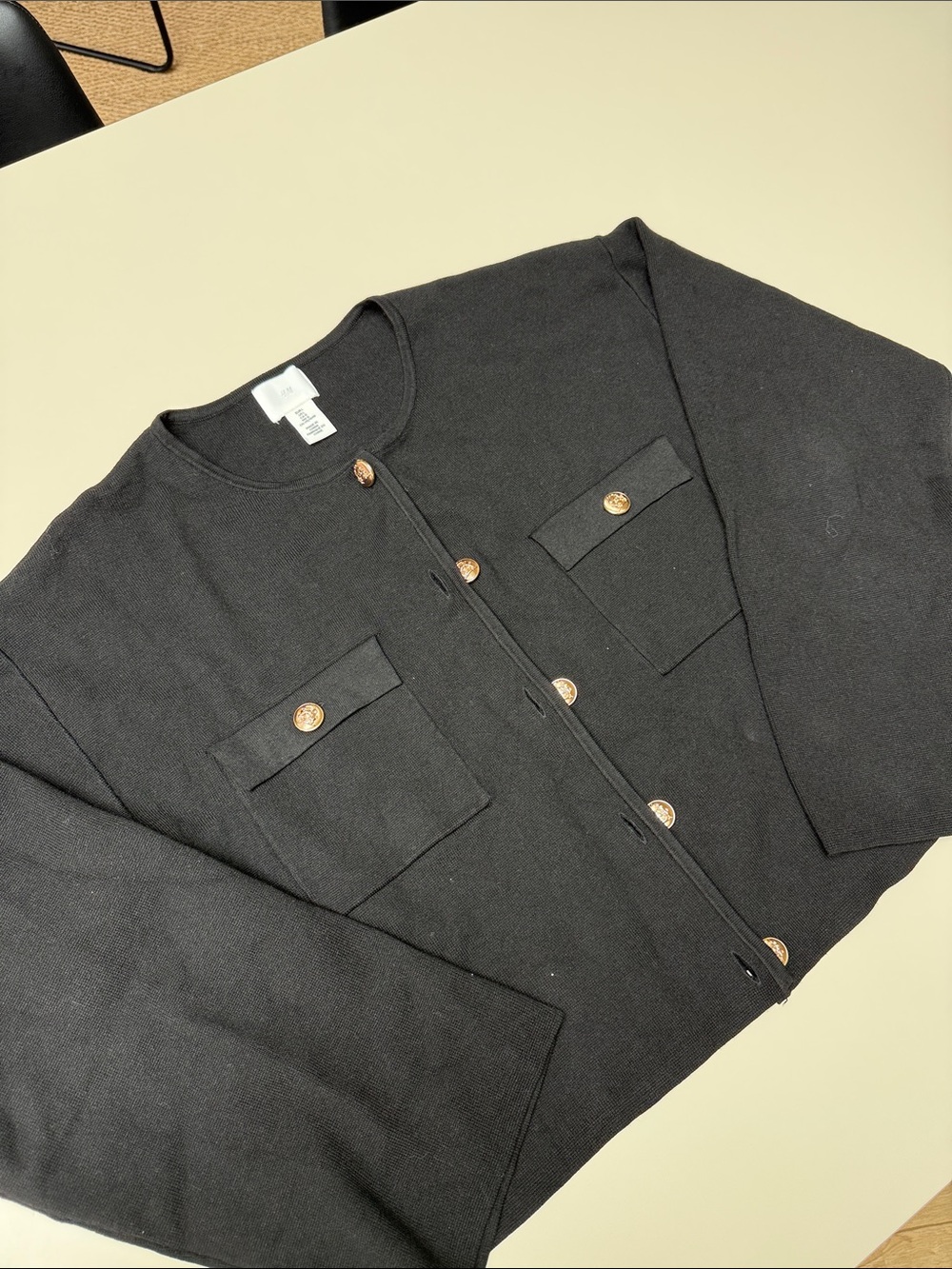 H&M Black Cropped Button-Up jacket cardigan